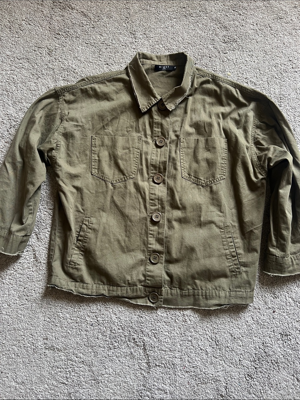 Casual Olive Green Button-Front Women's Shirt Jacket